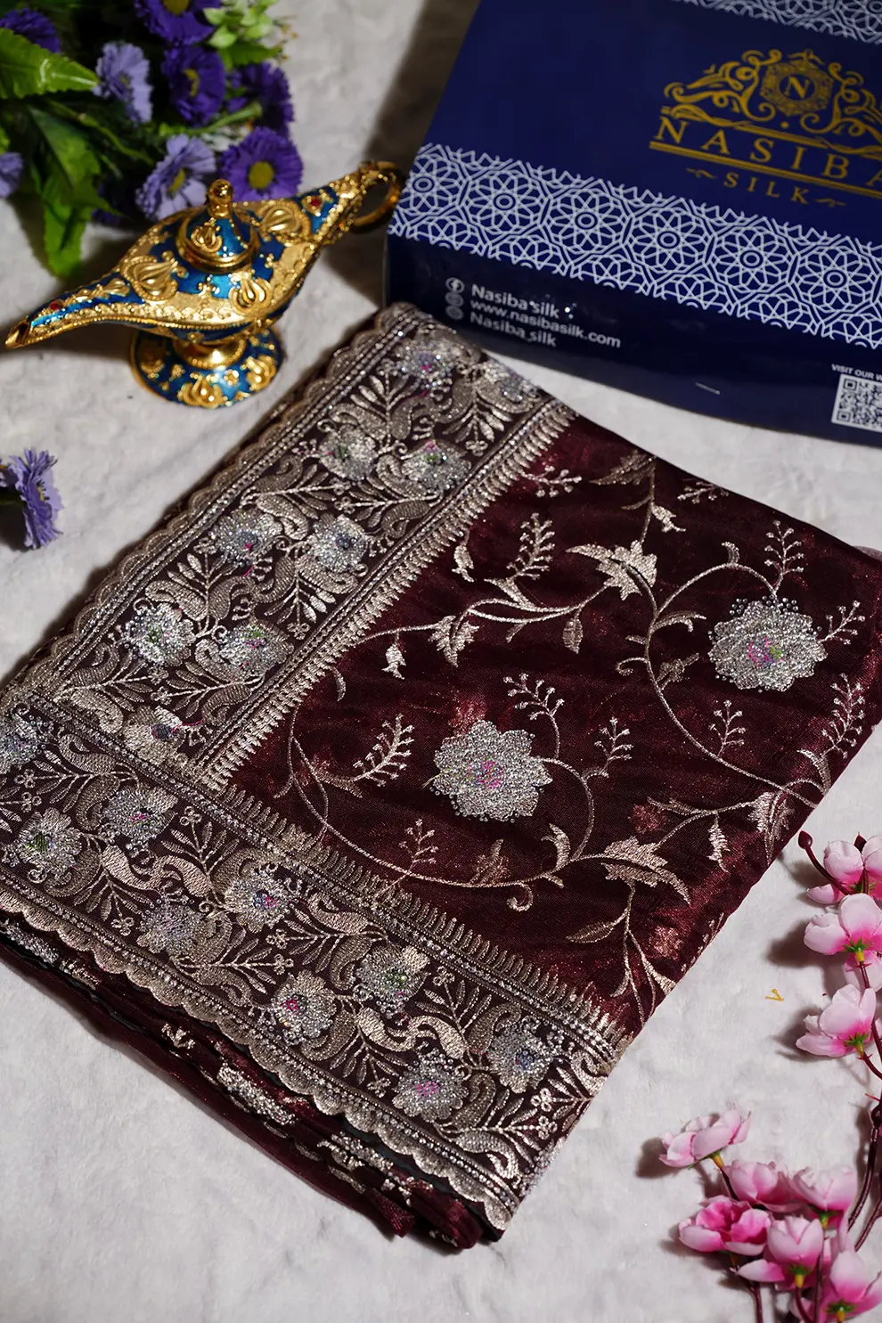 Deep Maroon soft seemari Muslin Saree